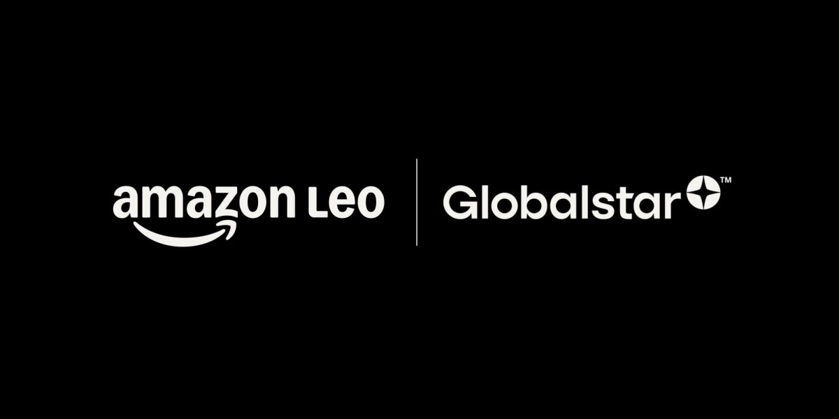 Amazon Leo와 Globalstar 로고가 함께 표시된 Amazon 공식 뉴스룸 이미지