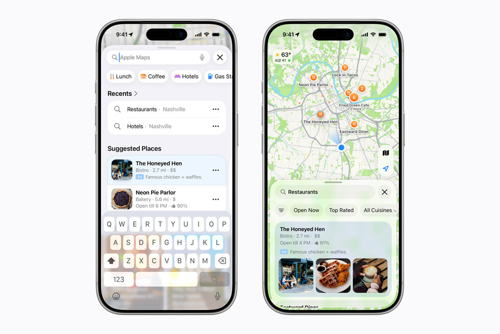 Apple Business에서 Apple Maps 광고와 매장 노출 기능을 보여주는 공식 이미지