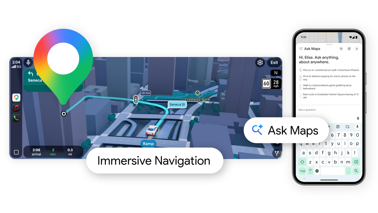 구글이 공개한 Ask Maps와 Immersive Navigation 공식 이미지