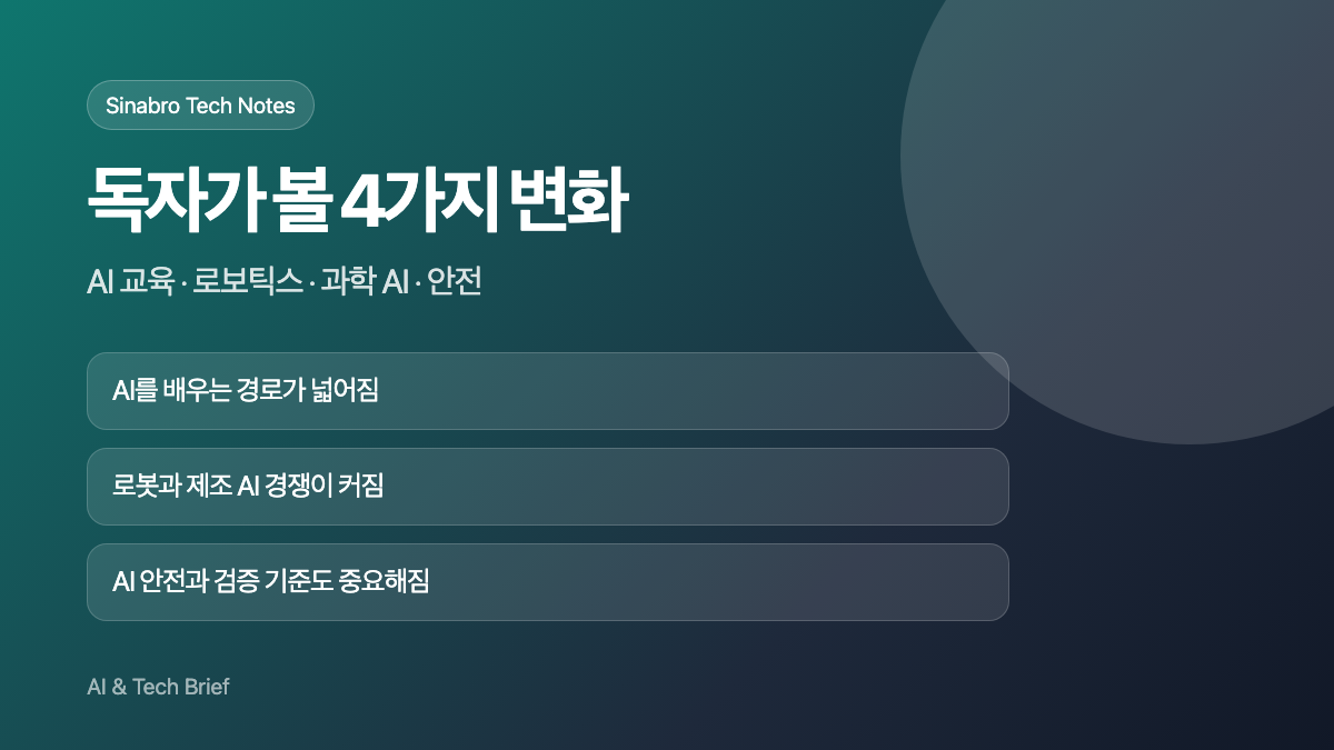구글 포 코리아 2026에서 독자가 볼 AI 교육 로보틱스 과학 AI 안전 변화 체크리스트 이미지