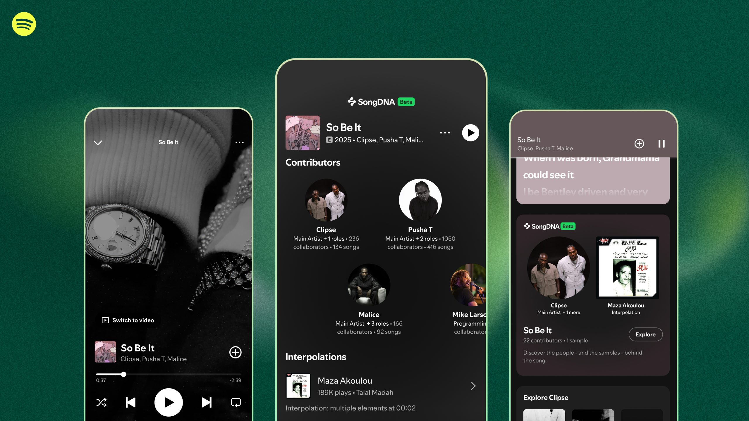 Spotify SongDNA 기능을 소개하는 공식 이미지