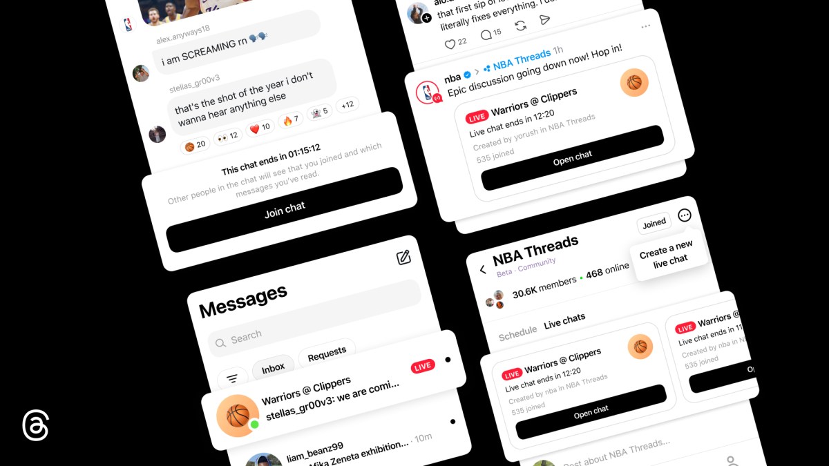 Meta가 Threads Live Chats 기능을 소개한 공식 뉴스룸 대표 이미지