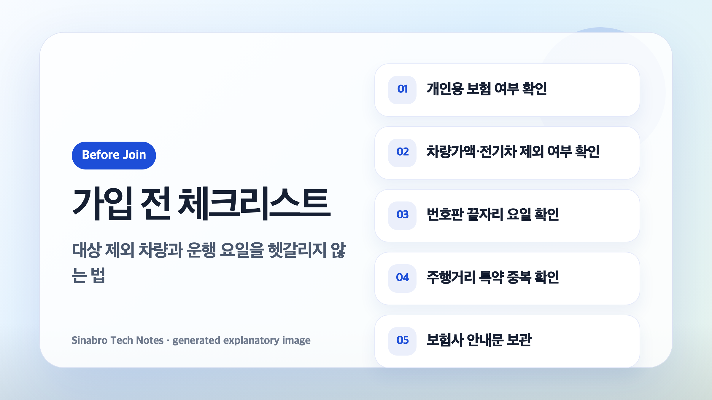 차량 5부제 보험료 할인 가입 전 개인용 보험 대상 제외 조건 운행 요일 확인 체크리스트