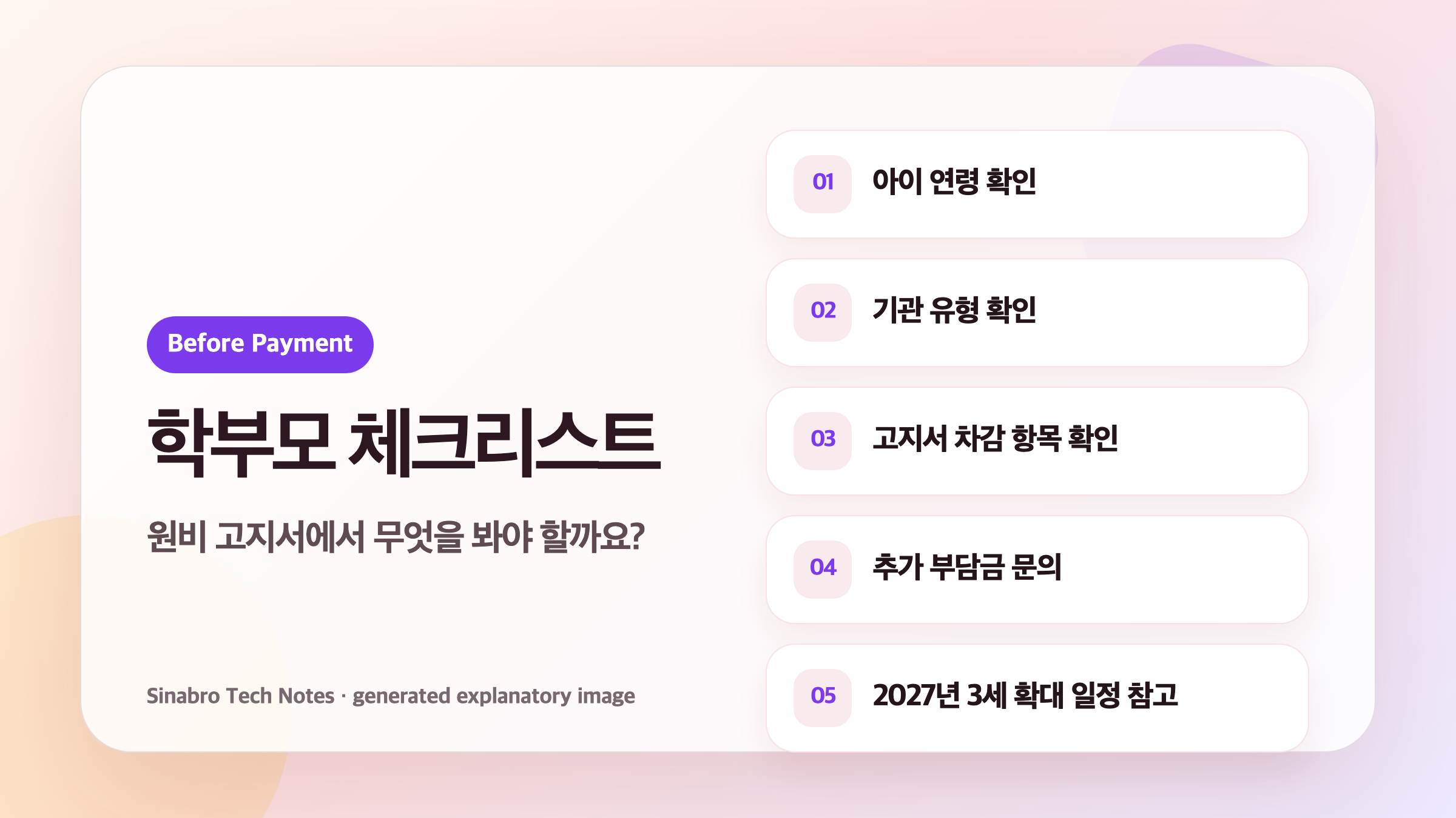 2026 유아 무상교육 보육 학부모가 원비 고지서에서 확인할 체크리스트